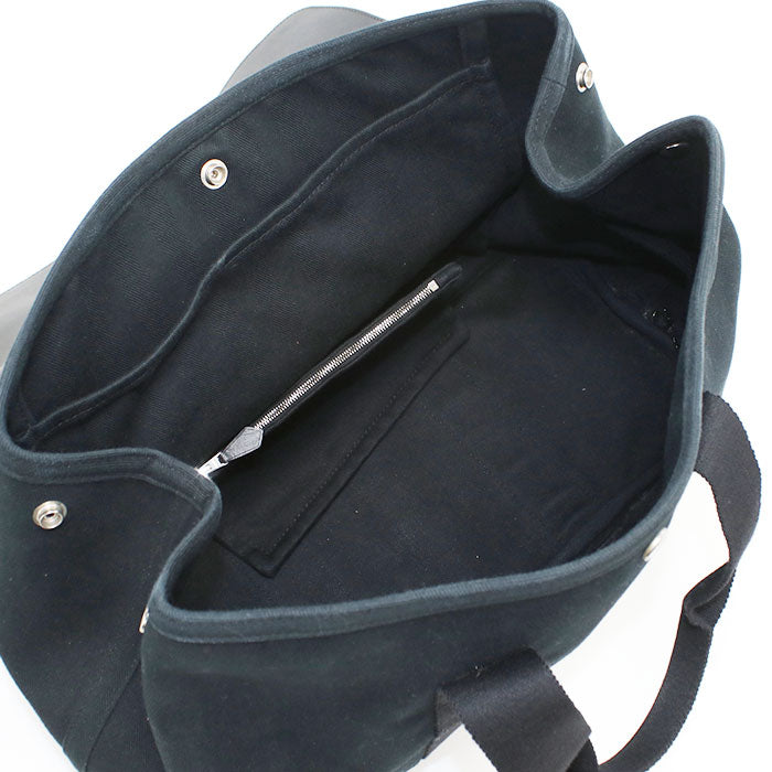 HERMES Valparaiso MM Toile Chevron Handbag - Black