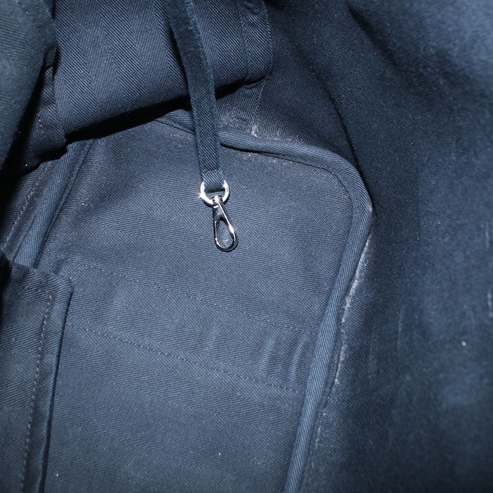 HERMES Valparaiso MM Toile Chevron Handbag - Black