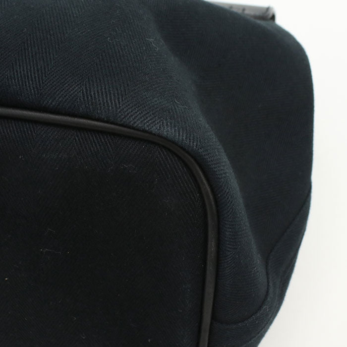 HERMES Valparaiso MM Toile Chevron Handbag - Black