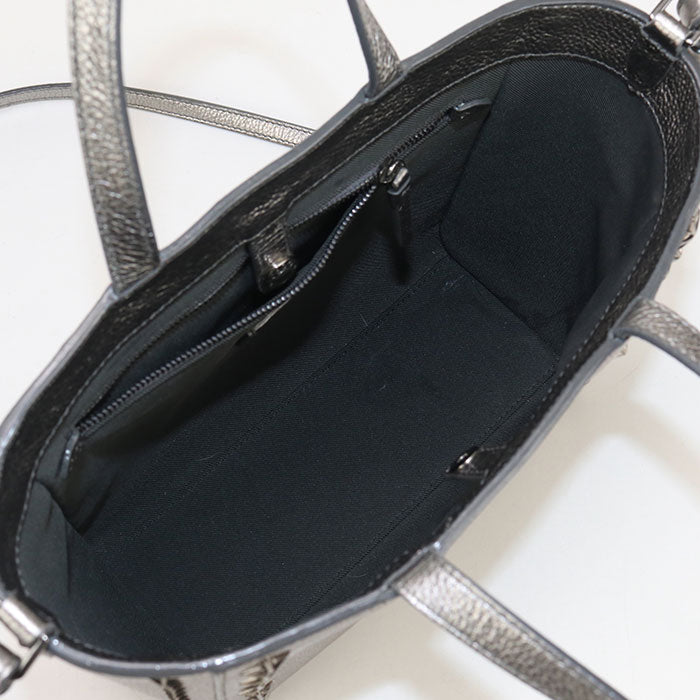 JIMMY CHOO スタースタッズ レザー トートバッグ ショルダーバッグ - シルバー