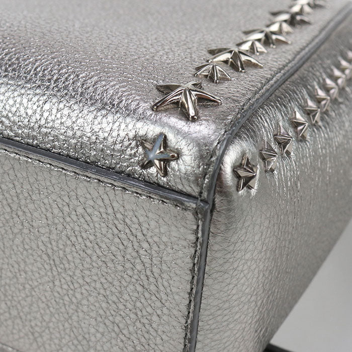 JIMMY CHOO スタースタッズ レザー トートバッグ ショルダーバッグ - シルバー