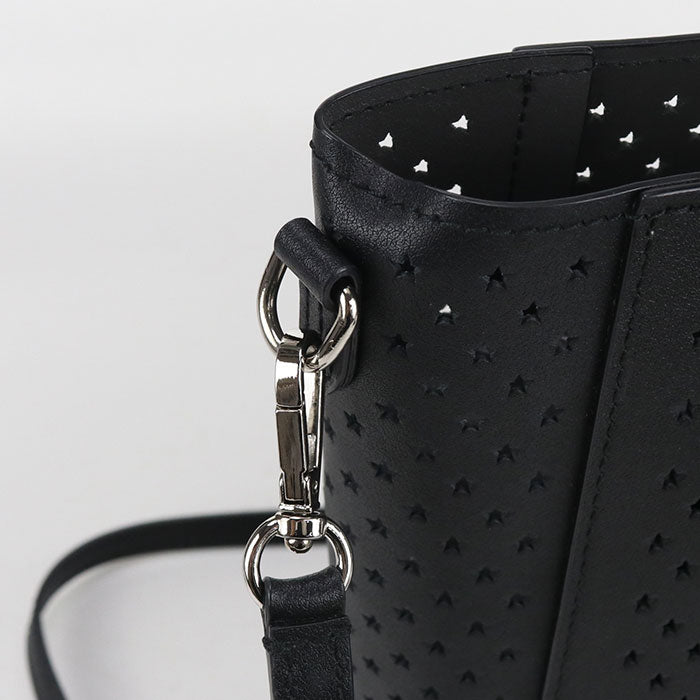 JIMMY CHOO パンチング レザー トートバッグ ショルダーバッグ - ブラック