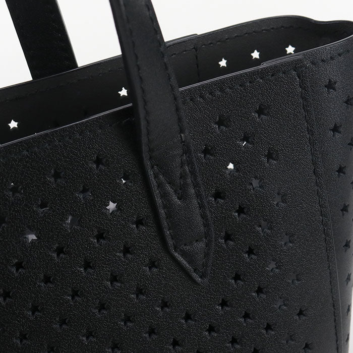 JIMMY CHOO パンチング レザー トートバッグ ショルダーバッグ - ブラック