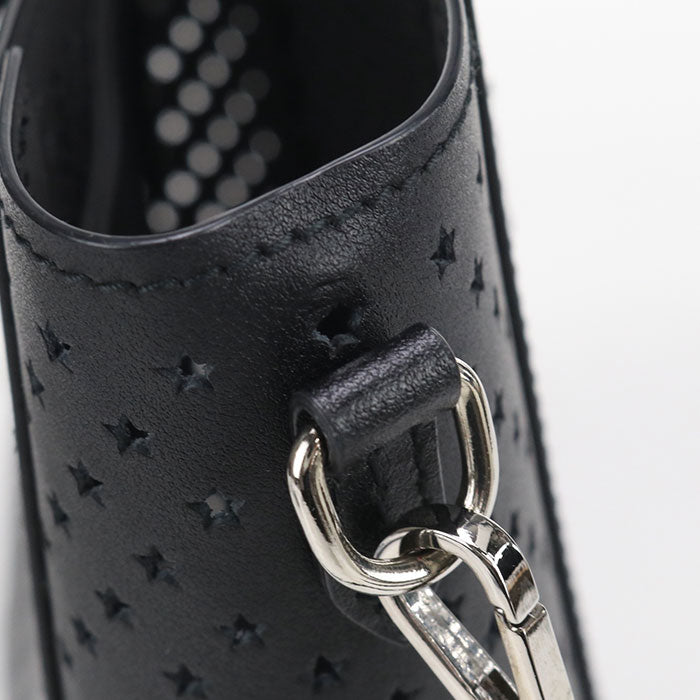 JIMMY CHOO パンチング レザー トートバッグ ショルダーバッグ - ブラック