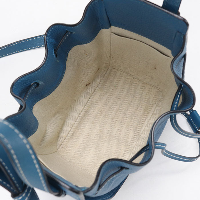 LOEWE ハンモック ドローストリングバッグ ミニ カーフスキン ハンドバッグ ショルダーバッグ - ブルー