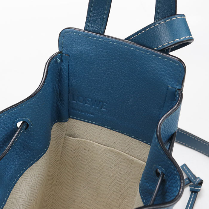 LOEWE ハンモック ドローストリングバッグ ミニ カーフスキン ハンドバッグ ショルダーバッグ - ブルー