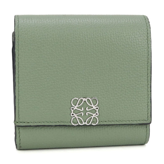 LOEWE Anagram Calfskin Bi-fold Compact Wallet - Green