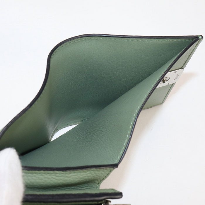 LOEWE Anagram Calfskin Bi-fold Compact Wallet - Green