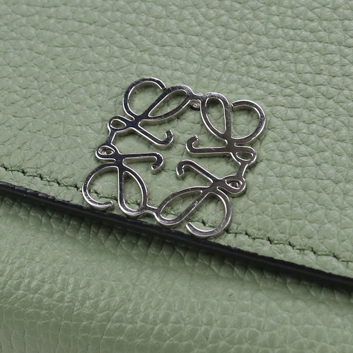LOEWE Anagram Calfskin Bi-fold Compact Wallet - Green