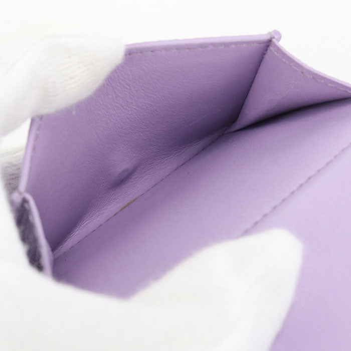 LOEWE Anagram Pebble Grain Calfskin Tri-Fold Compact Wallet - Purple