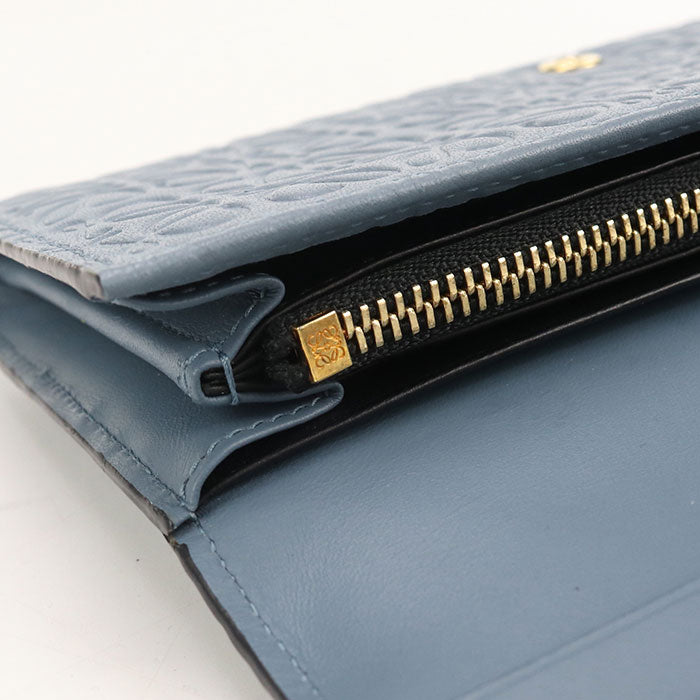 LOEWE Continental Anagram Repeat Calfskin Long Wallet - Blue