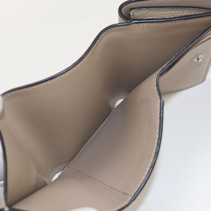 LOEWE Anagram Calfskin Tri-fold Compact Wallet - Beige