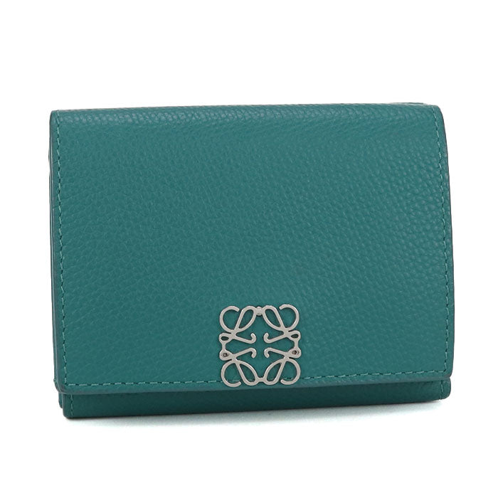 LOEWE Anagram Trifold Wallet in Calfskin - Green