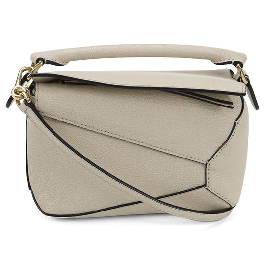 LOEWE Mini Puzzle Bag Calfskin Handbag/Shoulder Bag - White