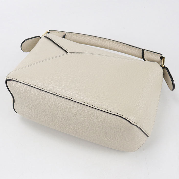 LOEWE Mini Puzzle Bag Calfskin Handbag/Shoulder Bag - White