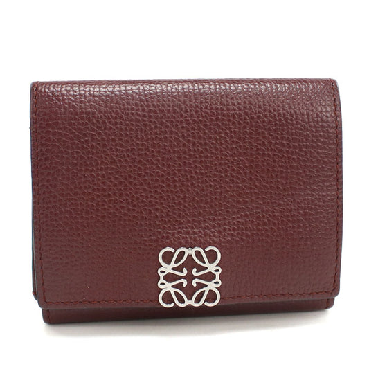 LOEWE Anagram Trifold Wallet in Calfskin - Wine Red