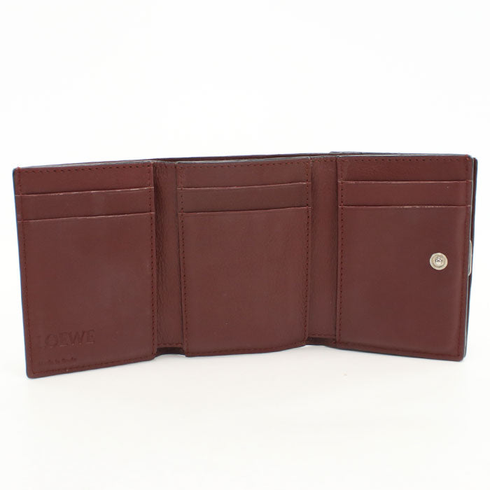 LOEWE Anagram Trifold Wallet in Calfskin - Wine Red