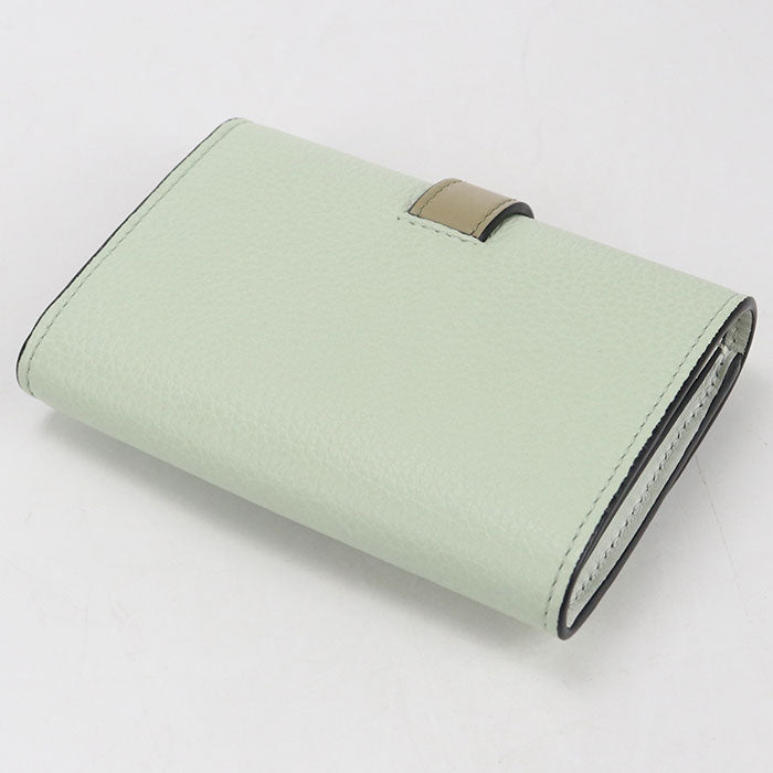LOEWE Vertical Wallet Small Calfskin Tri-fold Compact Wallet - Green
