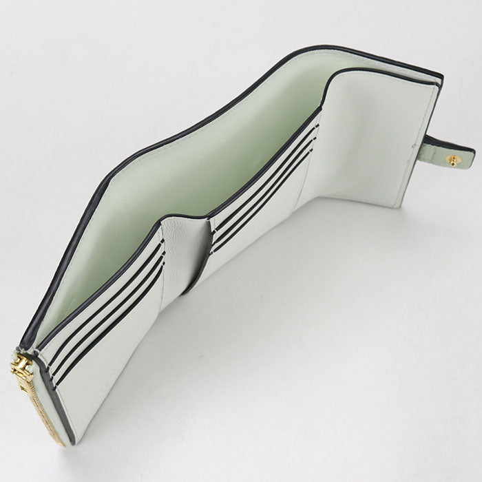 LOEWE Vertical Wallet Small Calfskin Tri-fold Compact Wallet - Green