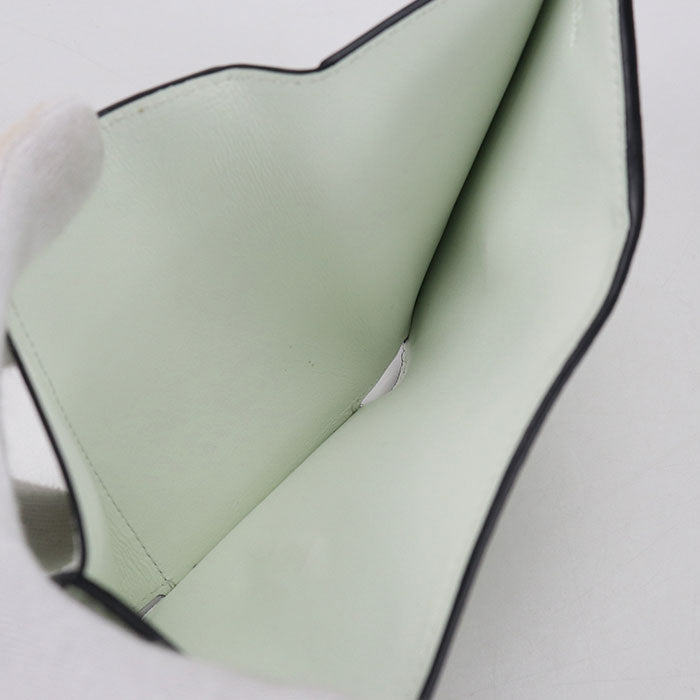 LOEWE Vertical Wallet Small Calfskin Tri-fold Compact Wallet - Green