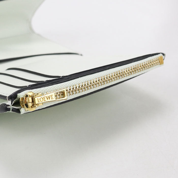 LOEWE Vertical Wallet Small Calfskin Tri-fold Compact Wallet - Green