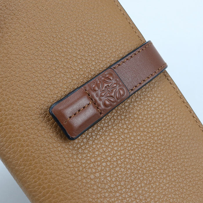 LOEWE Vertical Wallet Large Grained Calfskin Bifold Long Wallet - Brown