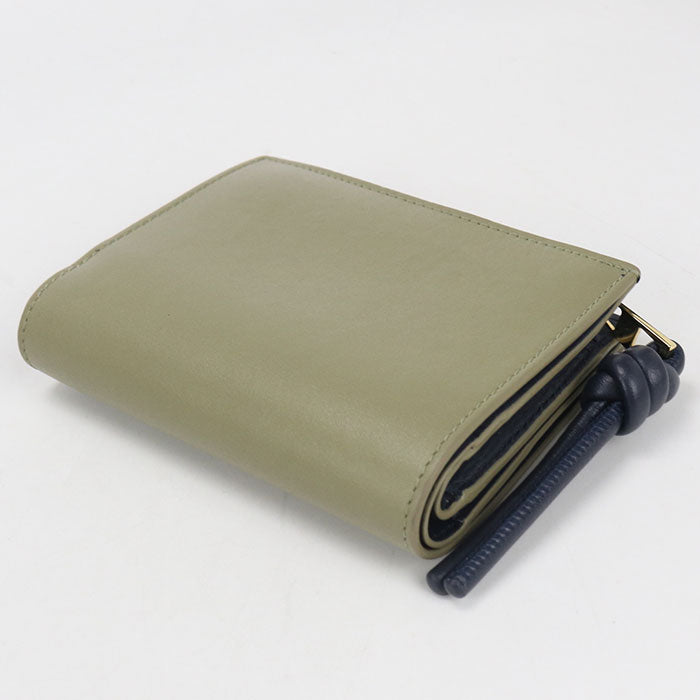 LOEWE ノット カーフ 二つ折り財布 コンパクトウォレット - カーキ