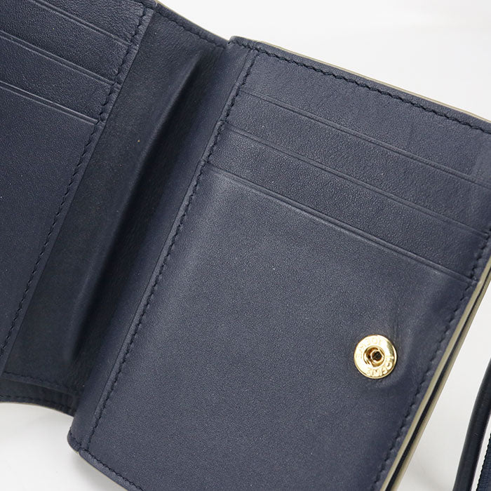 LOEWE ノット カーフ 二つ折り財布 コンパクトウォレット - カーキ