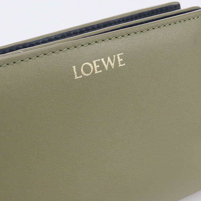 LOEWE ノット カーフ 二つ折り財布 コンパクトウォレット - カーキ