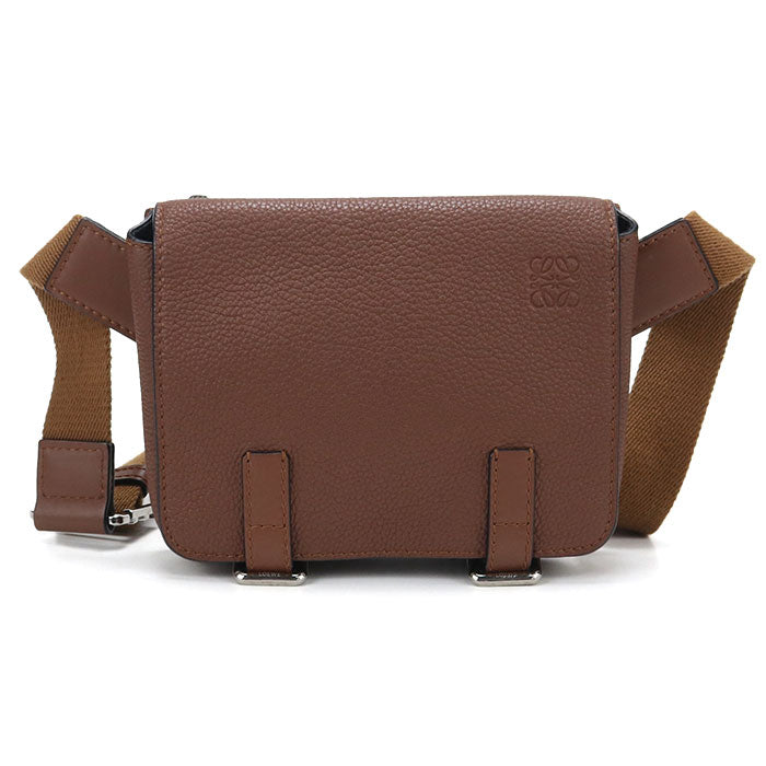 LOEWE ミリタリー バムバッグ アナグラム カーフスキン ボディバッグ - ブラウン