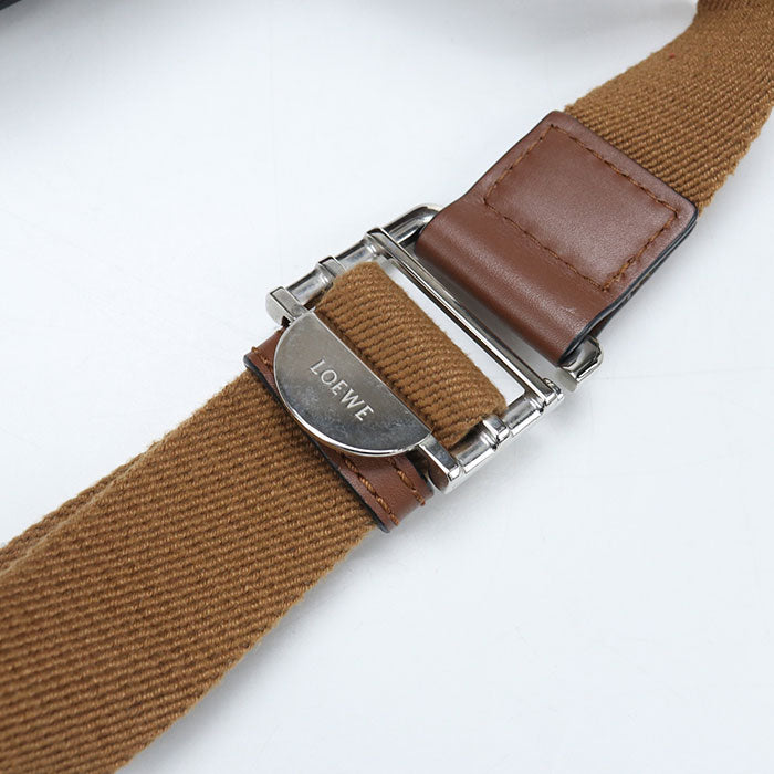 LOEWE ミリタリー バムバッグ アナグラム カーフスキン ボディバッグ - ブラウン