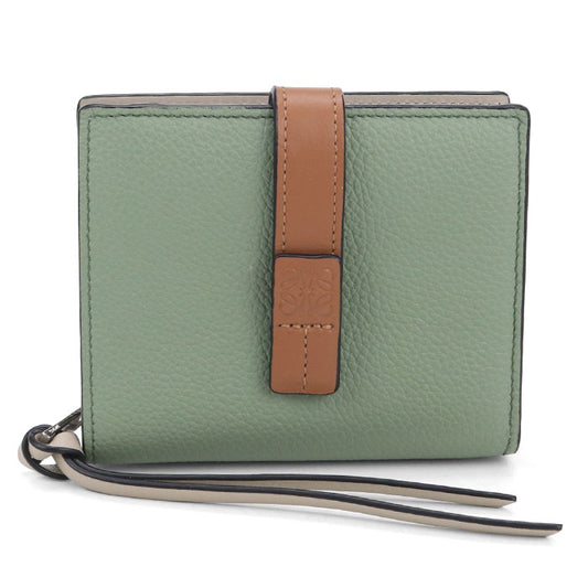 LOEWE Anagram Compact Zip Wallet in Calfskin - Green