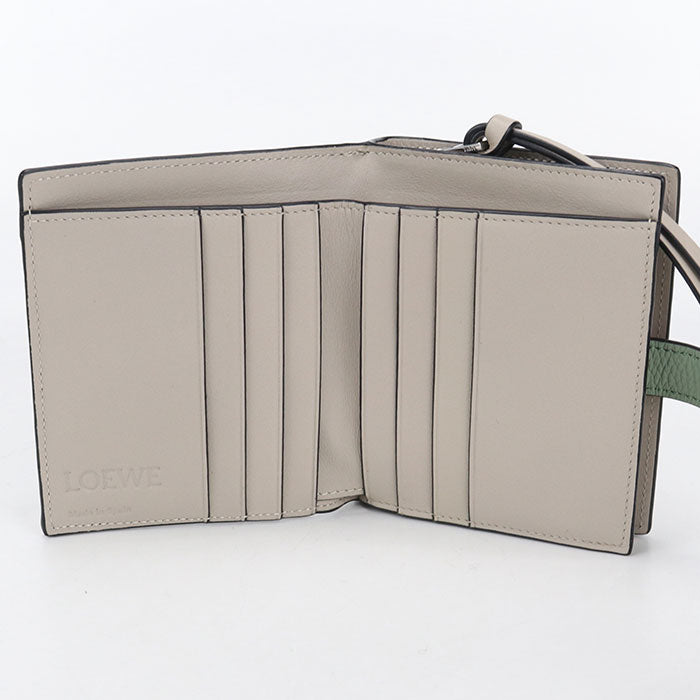 LOEWE Anagram Compact Zip Wallet in Calfskin - Green