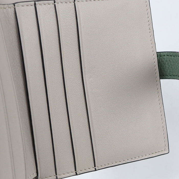 LOEWE Anagram Compact Zip Wallet in Calfskin - Green