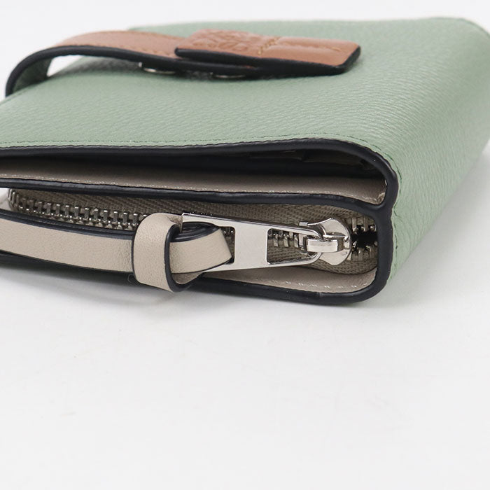 LOEWE Anagram Compact Zip Wallet in Calfskin - Green