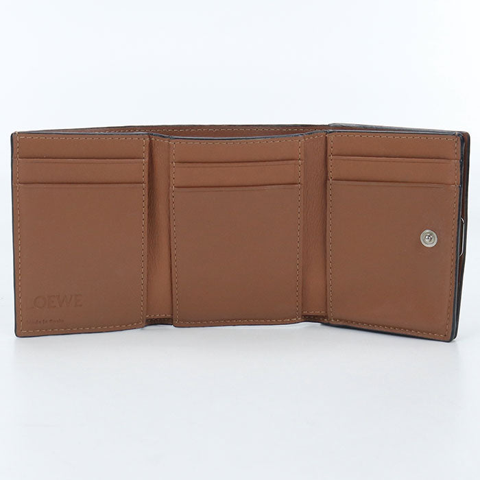 LOEWE Anagram Trifold Wallet in Brown Calfskin