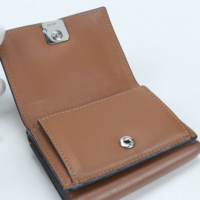 LOEWE Anagram Trifold Wallet in Brown Calfskin