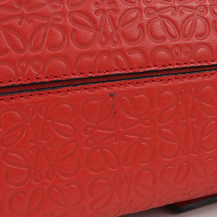 LOEWE アベニュー リピートアナグラム カーフレザー チェーンショルダーバッグ - レッド