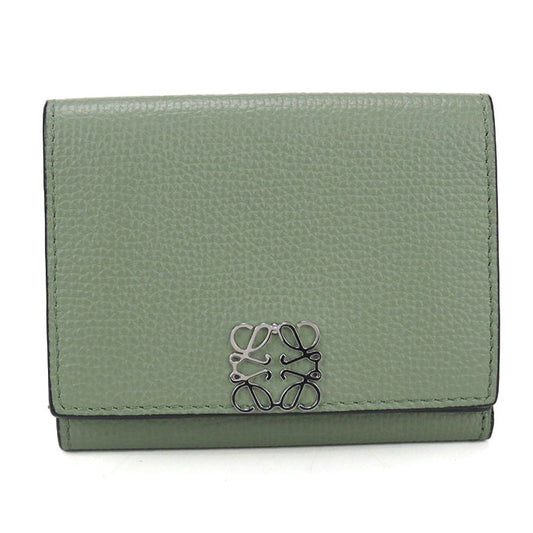 LOEWE Anagram Calfskin Tri-fold Compact Wallet - Green