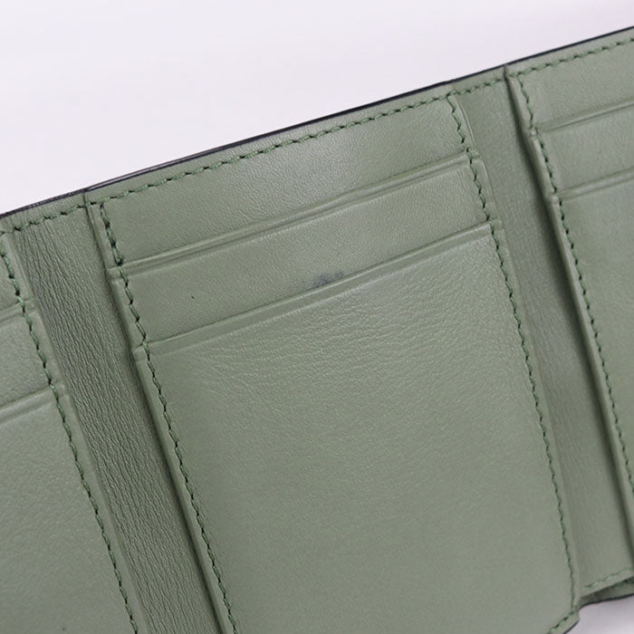 LOEWE Anagram Calfskin Tri-fold Compact Wallet - Green