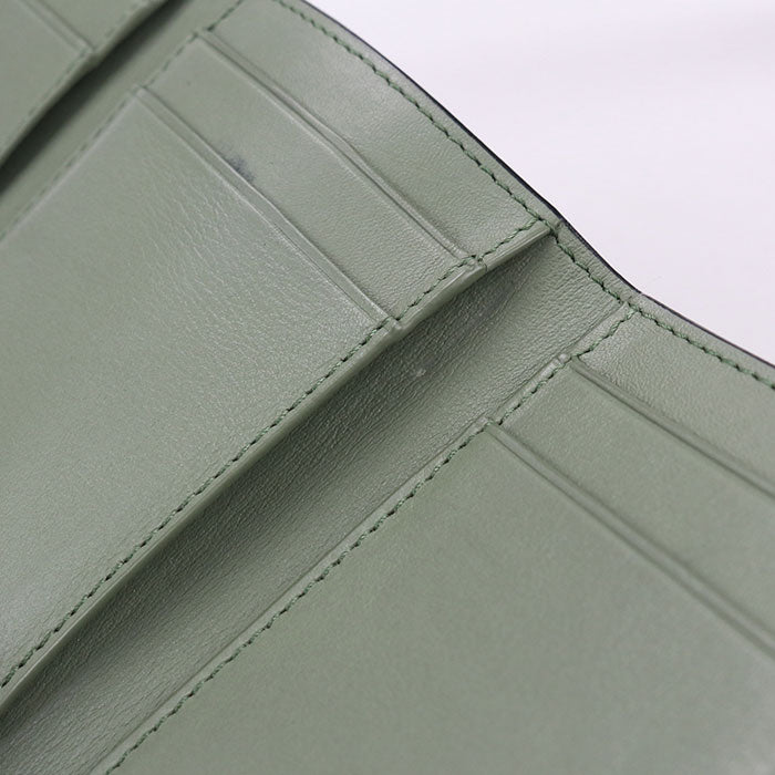LOEWE Anagram Calfskin Tri-fold Compact Wallet - Green