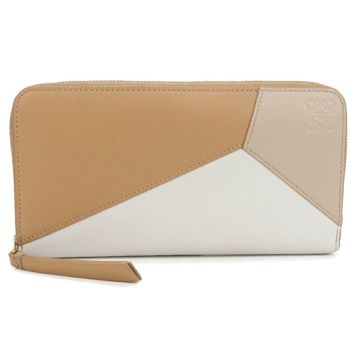 LOEWE パズル ジップアラウンドウォレット カーフスキン 長財布 ロングウォレット - ベージュ