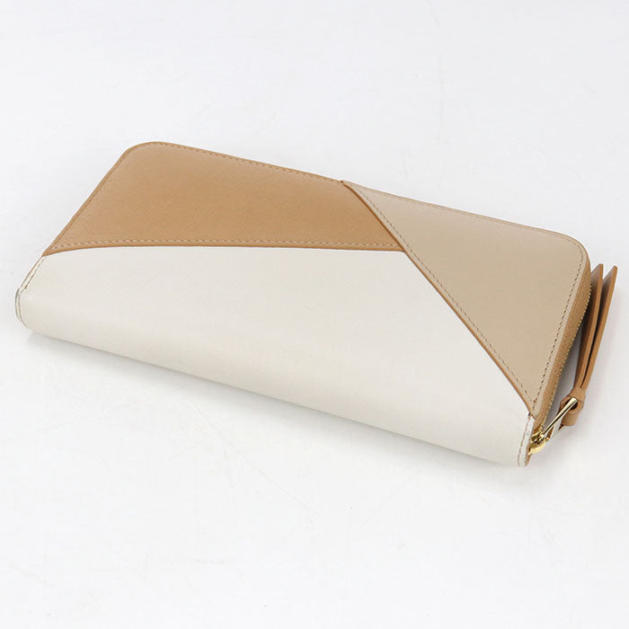 LOEWE パズル ジップアラウンドウォレット カーフスキン 長財布 ロングウォレット - ベージュ