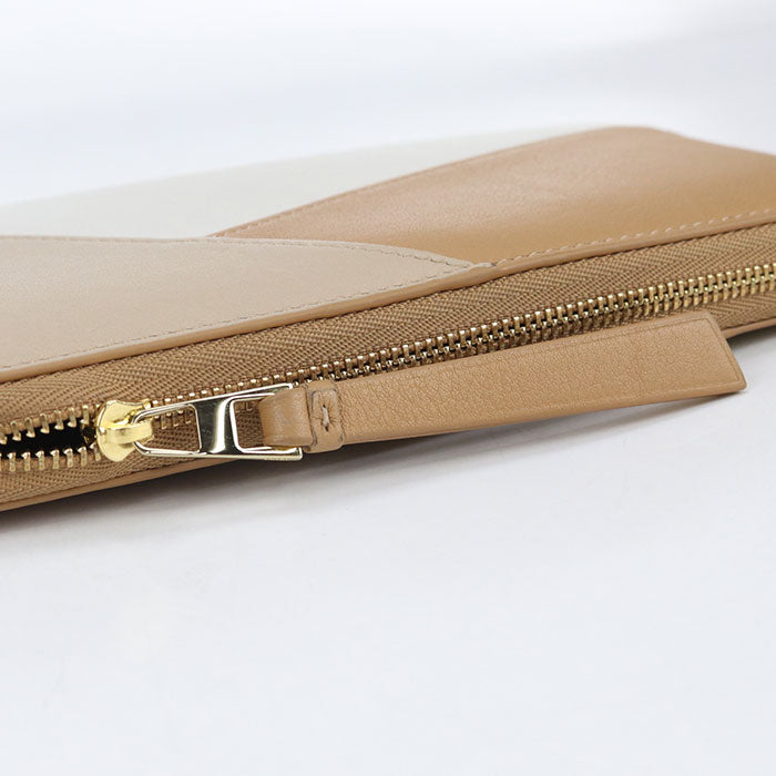 LOEWE パズル ジップアラウンドウォレット カーフスキン 長財布 ロングウォレット - ベージュ