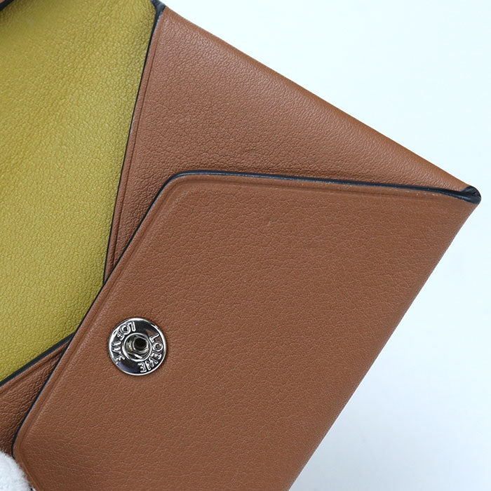 LOEWE アナグラム バイフォールド カーフスキン カードケース - ブラウン