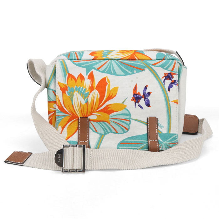 LOEWE Military Messenger Bag Paula's Ibiza Canvas Shoulder Bag - Multicolor