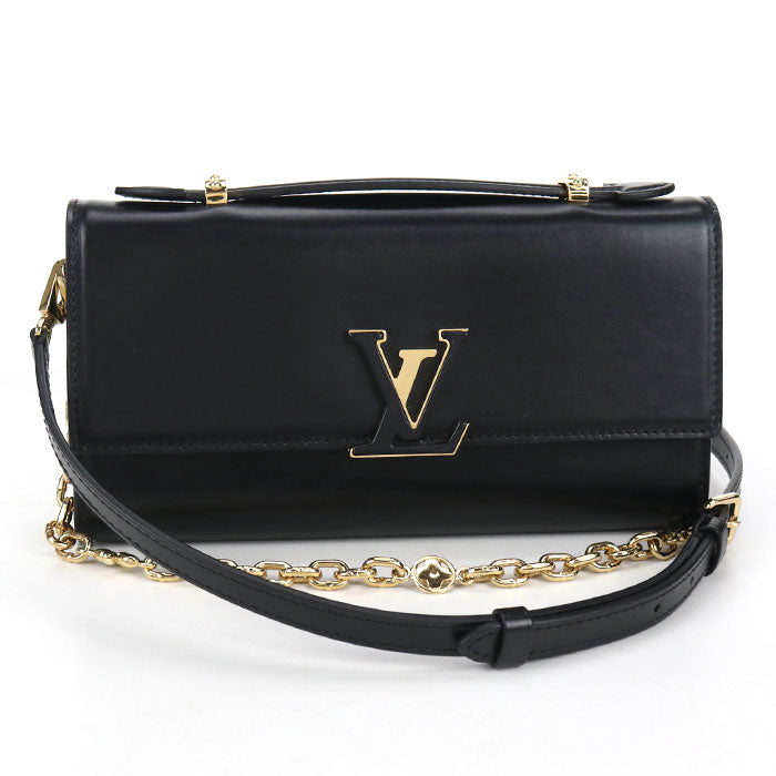 LOUIS VUITTON Capucines Calfskin Chain Wallet - Black