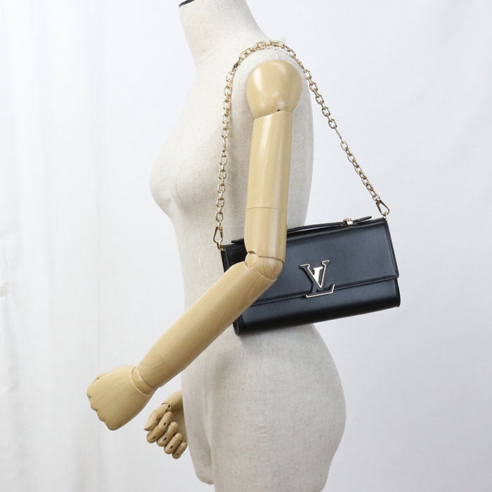 LOUIS VUITTON Capucines Calfskin Chain Wallet - Black