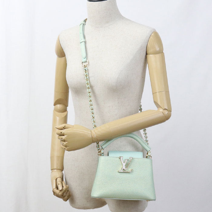 LOUIS VUITTON Capucines Mini Summer Stardust Taurillon Leather Handbag/Shoulder Bag - Green