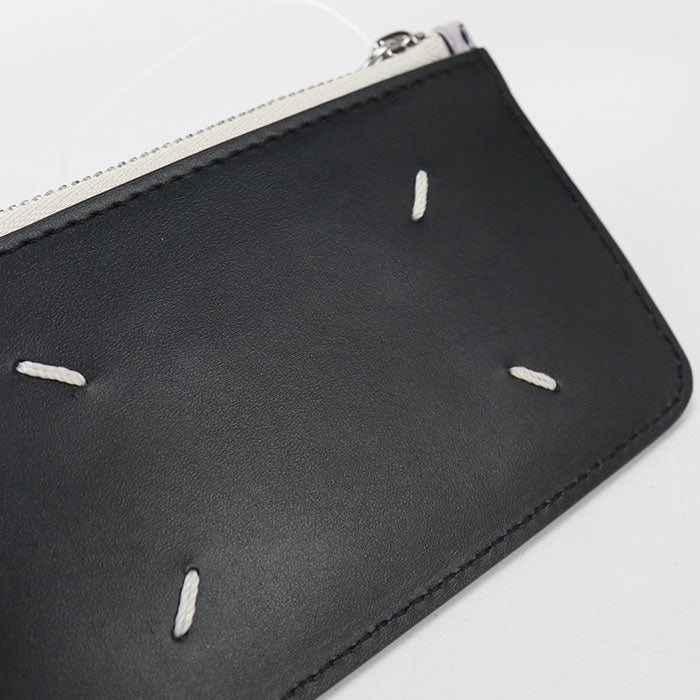 Maison Margiela Calfskin Card Case and Coin Purse - Black and Purple
